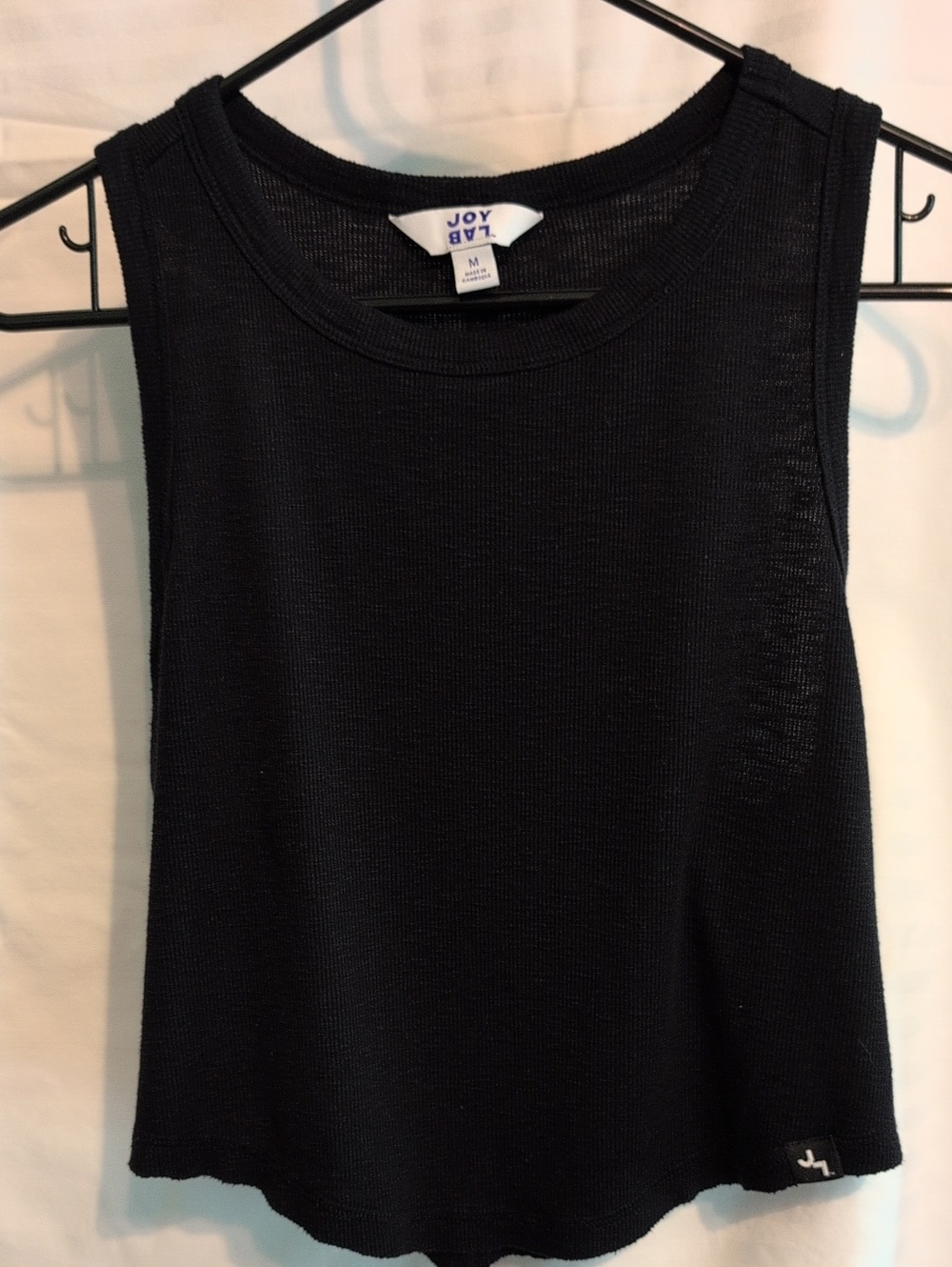 JoyLab Black Ribbed Crewneck Crop Tank